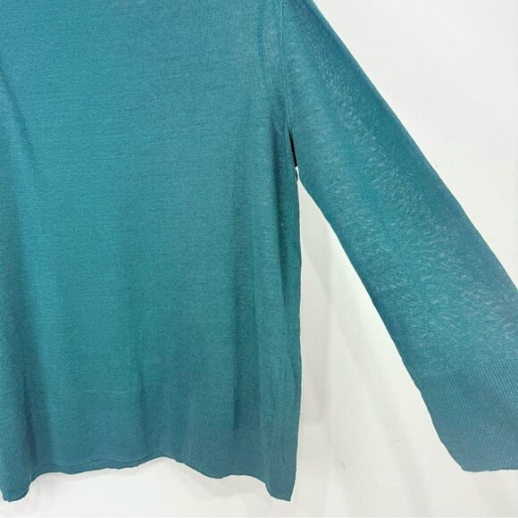J. Crew Green 100% Linen Slouchy Crew Neck Tunic Sweater - Picture 11 of 16